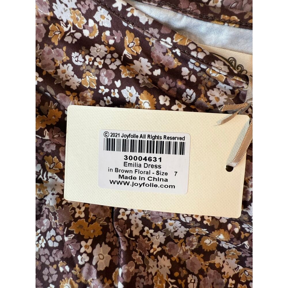 Joyfolie Mia Joy Girl’s Emilia Dress in Brown Floral Size 7 - Picture 4 of 5